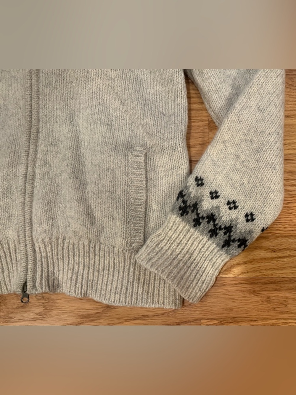 L.L.Bean 100% Lambswool Sweater Women’s Large Nordic Fair Isle Full Zip Jacket - Picture 5 of 11